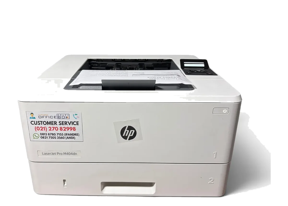 HP Laserjet 404 dengan stiker layanan Officebox