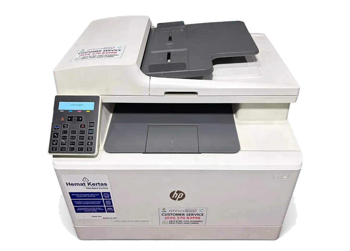 HP Laserjet MFP 181FW dengan stiker layanan Officebox